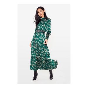 Floral Long Sleeve High Neck Maxi Dress
